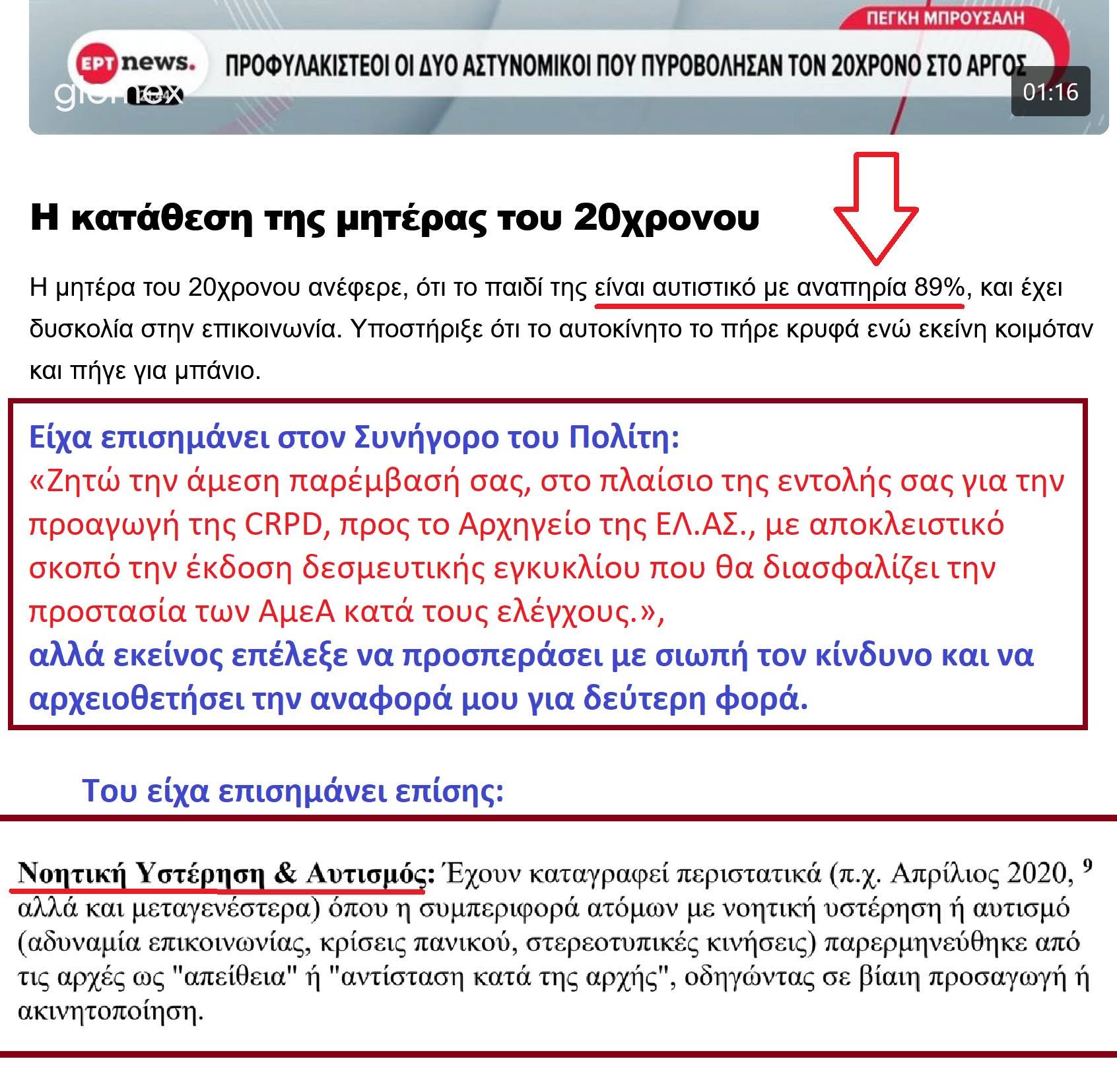 “Η ένοχη σιωπή του Συνηγόρου του Πολίτη προανήγγειλε τον θάνατο του 20χρονου στο Άργος!”