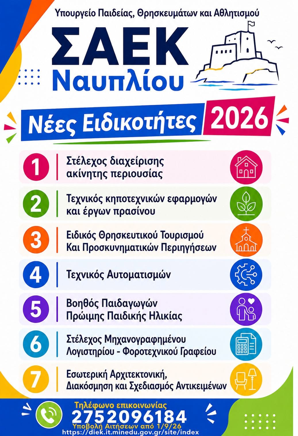 ΕΙΔΙΚΟΤΗΤΕΣ ΤΟΥ  ΣΑΕΚ  ΝΑΥΠΛΙΟΥ