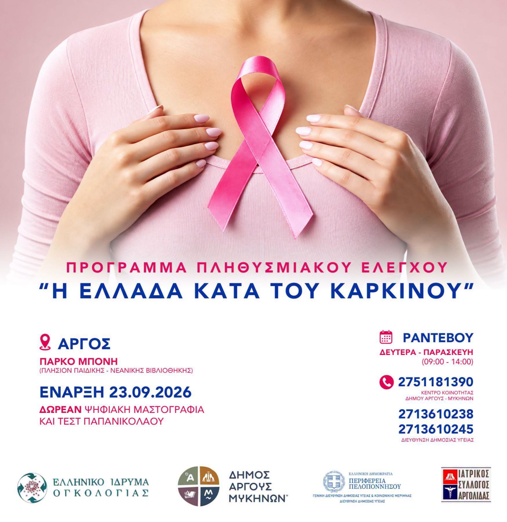 Δωρεάν Προληπτικές Εξετάσεις για τις Γυναίκες του Δήμου Άργους – Μυκηνών